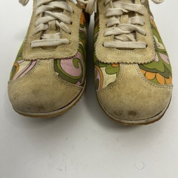 DOLCE & GABBANA Taupe Floral Suede Lace Up Vintage Y2K Sneakers Sz 36 - Picture 5 of 13